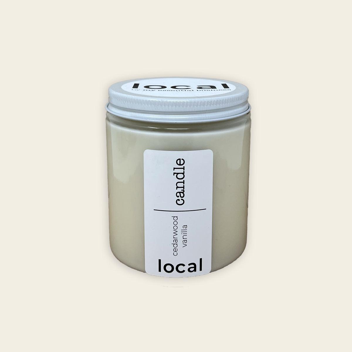 local candle - cedarwood vanilla - local - letsbelocal.ca