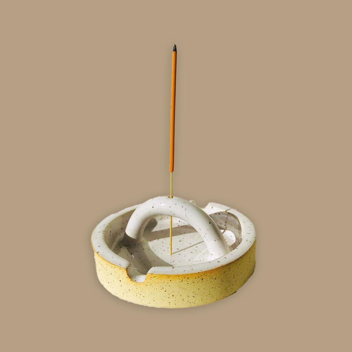 rainbow ceramic incense holder - with rests - local - letsbelocal.ca