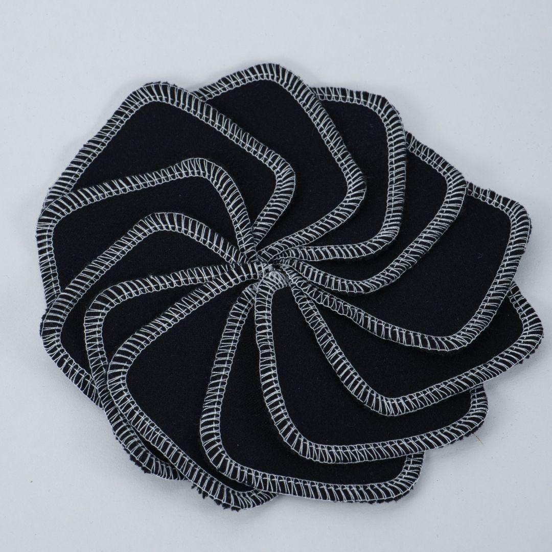 reusable facial rounds (12 pack) - black - local - letsbelocal.ca
