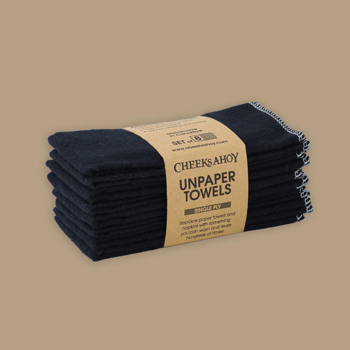 unpaper towels - single ply (8 pack) - black - local - letsbelocal.ca