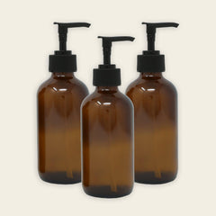 240ml amber glass bottle with black lotion pump - 3 pack - local - letsbelocal.ca