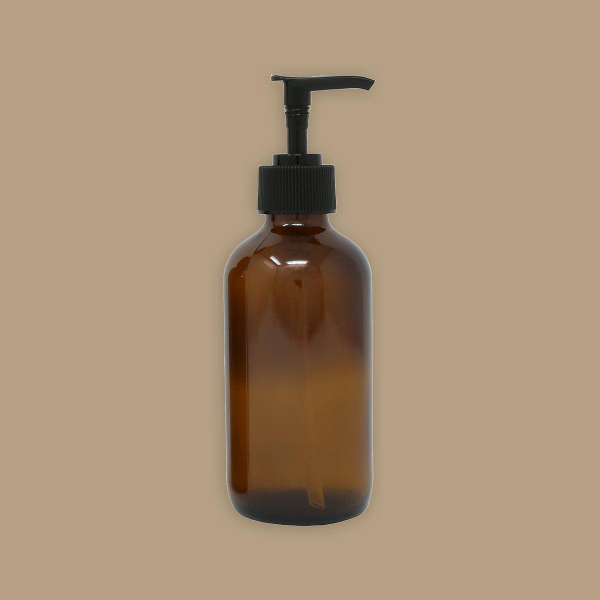 240ml amber glass bottle with black lotion pump - local - letsbelocal.ca