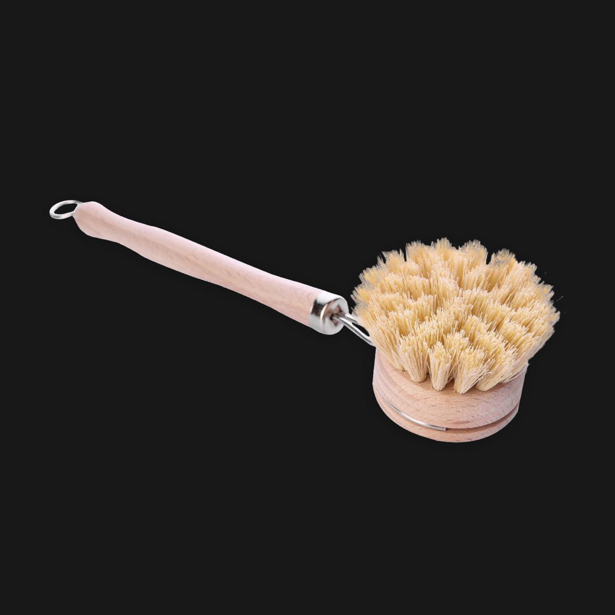 bamboo & sisal long handle dish brush (with replaceable head) - local - letsbelocal.ca