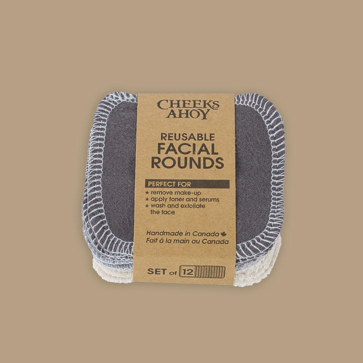 reusable facial rounds (12 pack) - black - local - letsbelocal.ca