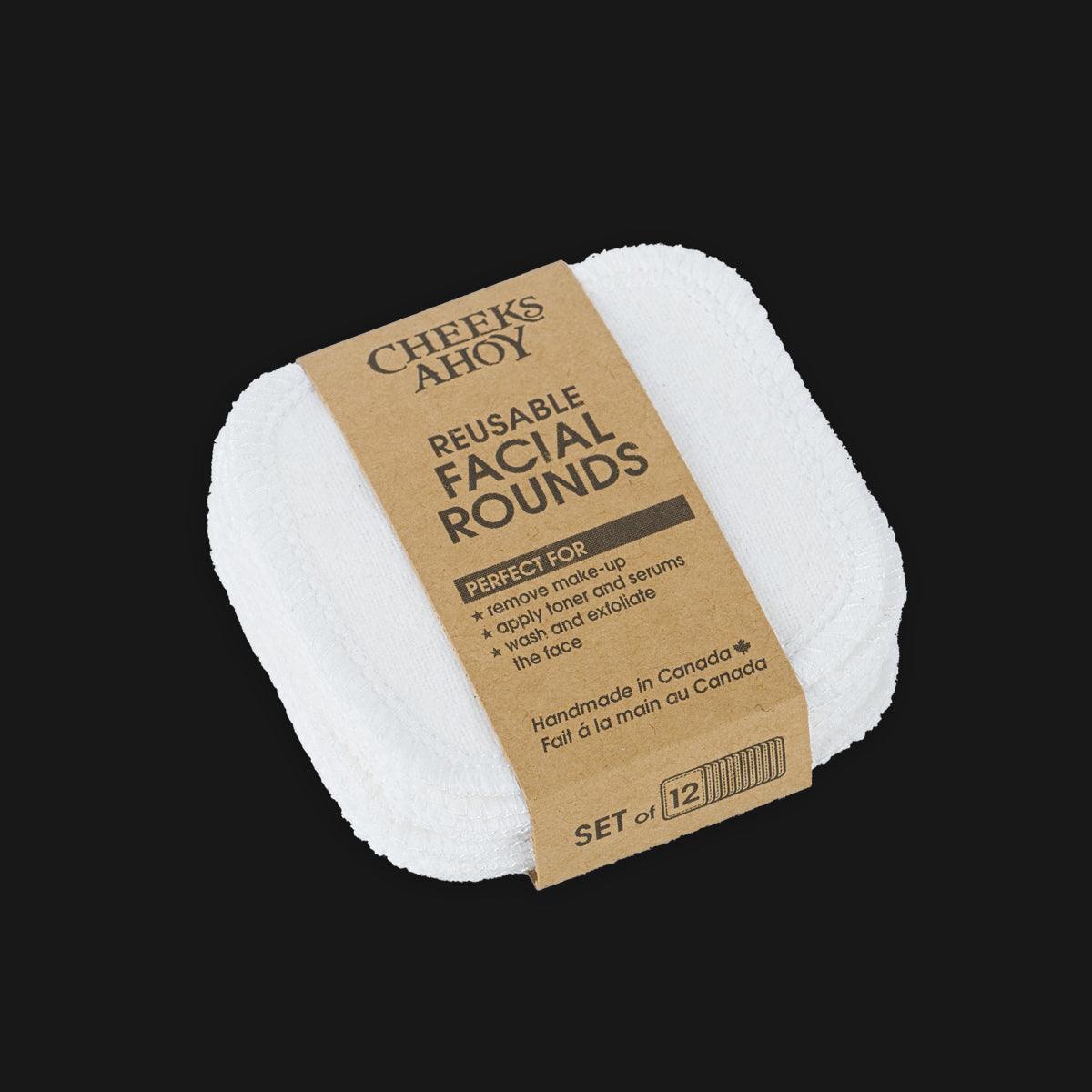 reusable facial rounds (12 pack) - black - local - letsbelocal.ca